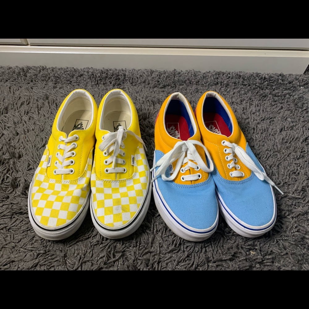 2 PAIRS OF VANS VERY COLORFUL! Size 10 in women and 8.5 in men